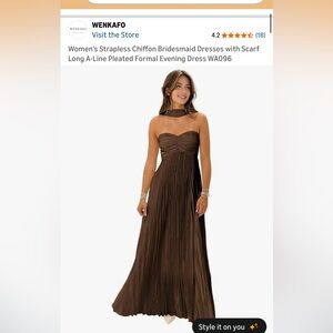 Strapless Brown Maxi Dress